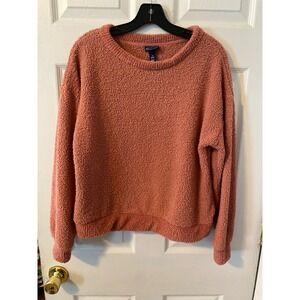 Scoop Womens Popcorn Knit Crewneck Sweater Coral Pink Size M 8-10 Cozy Textured